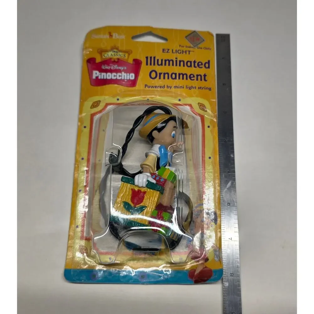 Disney Pinocchio Illuminated Christmas Ornament EZ Light Santa's Best 1999 NIP